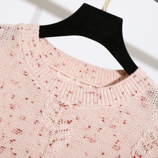 High Quality Short Sleeve Fashion Pullover Mercerized Cotton Knitted Sweater for Women - Image 2
