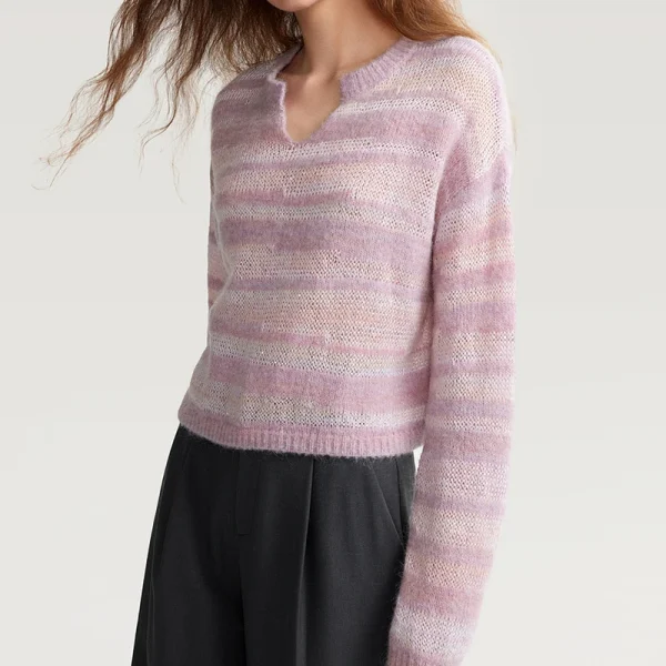 Hollow Out Knitwear Graduated Color Mohair Knitted Sweater Women - Image 2