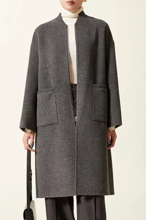 Winter Luxury Sheep Woolen Coat Double Faced Long 100% Genuine Wool Coats Women