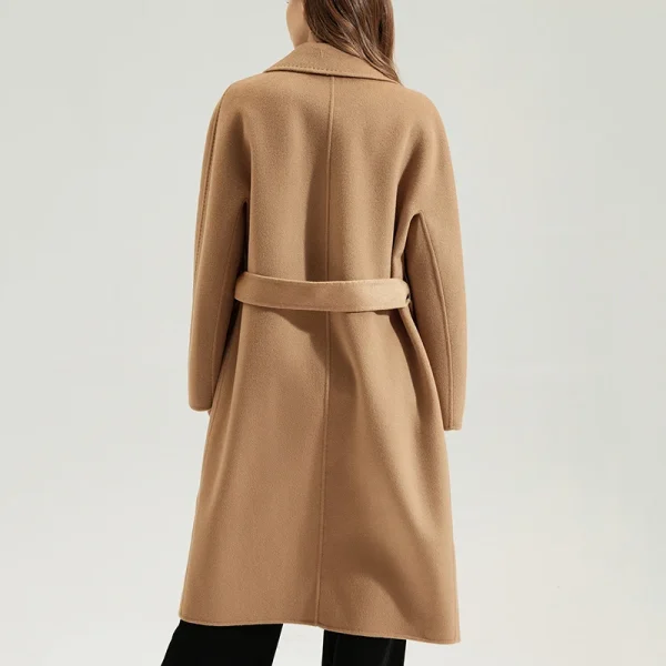 High Quality Luxury Double Faced Cashmere Trench Coats Winter Long 100% Real Goat Cashmere Coat Women With Belt - Image 2