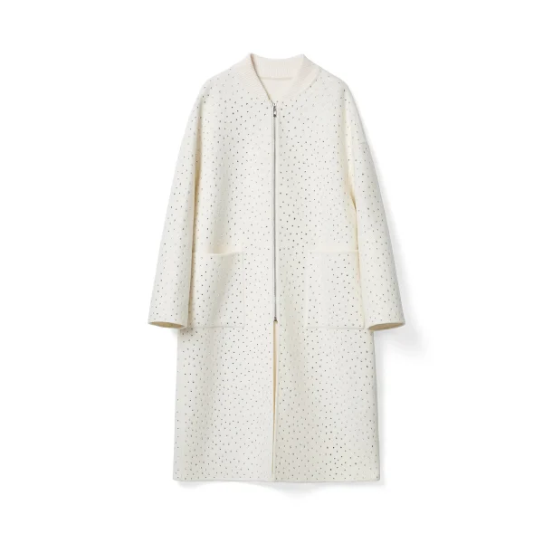 Winter Luxury Double Faced Handmade Hot Fix Long 100% Real Wool Coat Women With Zipper - Image 4