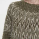Jacquard Sweater O Neck Long Sleeve Wool Knitwear Women