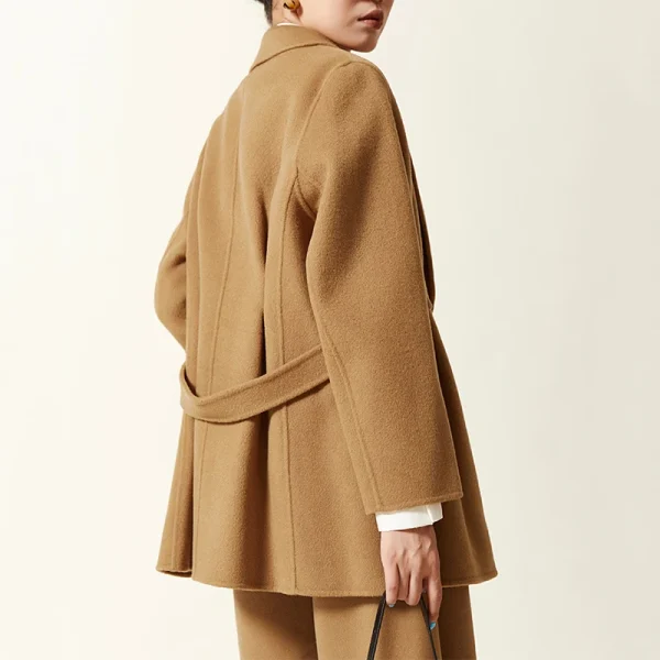High Quality Double Faced Casual Suit Jackets Winter Short 100% Real Wool Coats for Women - Image 2