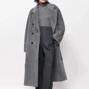 Luxury Thick Genuine Alpaca Coats Winter Long Double Breasted Wool Coat Women