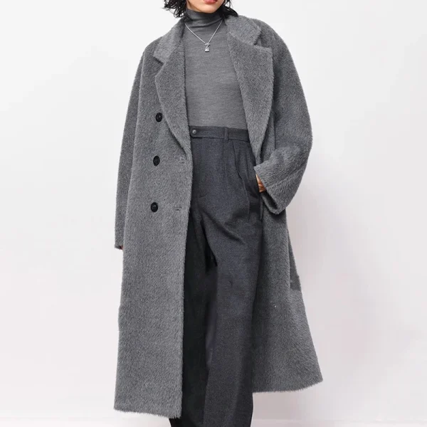 Luxury Thick Genuine Alpaca Coats Winter Long Double Breasted Wool Coat Women - Image 4