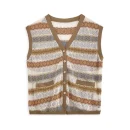 Summer V Neck Single Breasted Cardigan Knitwear Sleeveless Jacquard Knitted Vests Women