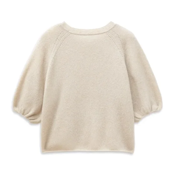 Summer Thin Solid Color Crop Knitwear Knitted Silk Cashmere T Shirts for Women - Image 2
