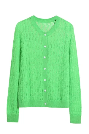 Drop Shoulder Wool Sweater Single Breasted 100% Cashmere Knitted Cardigan Women With Sequin