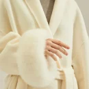 Winter Luxury Cropped Alpaca Coat Double Faced Wool Coats Women With Real Fox Fur Cuffs