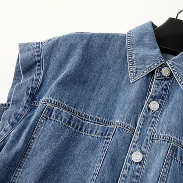 Summer Sleeveless Jean Tops Casual Cotton Denim Crop Vest for Women - Image 4