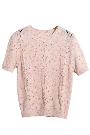 High Quality Short Sleeve Fashion Pullover Mercerized Cotton Knitted Sweater for Women