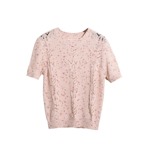 High Quality Short Sleeve Fashion Pullover Mercerized Cotton Knitted Sweater for Women