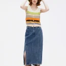 2025 Multicolor Stripe Sleeveless Cardigan Handmade Waistcoat Crop Knitted Vest for Women