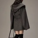 Winter Luxury Handmade Camel Hair Coat Double Faced Cropped Wool Coats Women with Hood