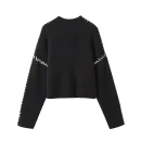 100% Wool Knitwear Long Sleeve Jacquard Knitted Pullover Sweater for Women