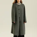 Single Breasted Sheep Woolen Coat Luxury O Neck Double Faced Long 100% Genuine Wool Coats for Women