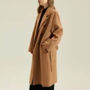 Luxury Double Faced Cashmere Trench Coat Double Breasted Long Genuine 100% Goat Cashmere Coats Women With Belt