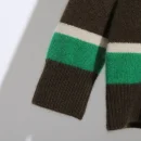 100% Wool O Neck Sweater Women Winter Handmade Knitted Sweater With Stripe Pattern