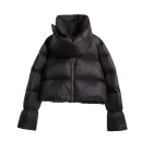 Cropped Puffer Jacket Winter Thick Warm Woman 400g 90% White Duck Down Coats With Scarf Collar