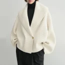 High Quality Shawl Collar Knitwear Coats Women Loose Knitted 100% Wool Cardigan