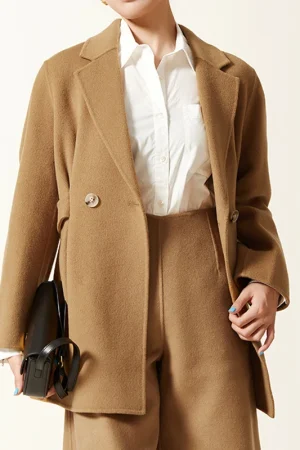 High Quality Double Faced Casual Suit Jackets Winter Short 100% Real Wool Coats for Women