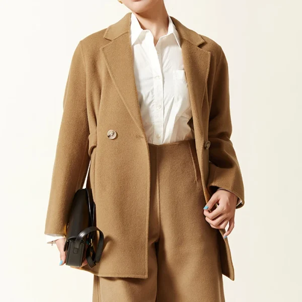 High Quality Double Faced Casual Suit Jackets Winter Short 100% Real Wool Coats for Women