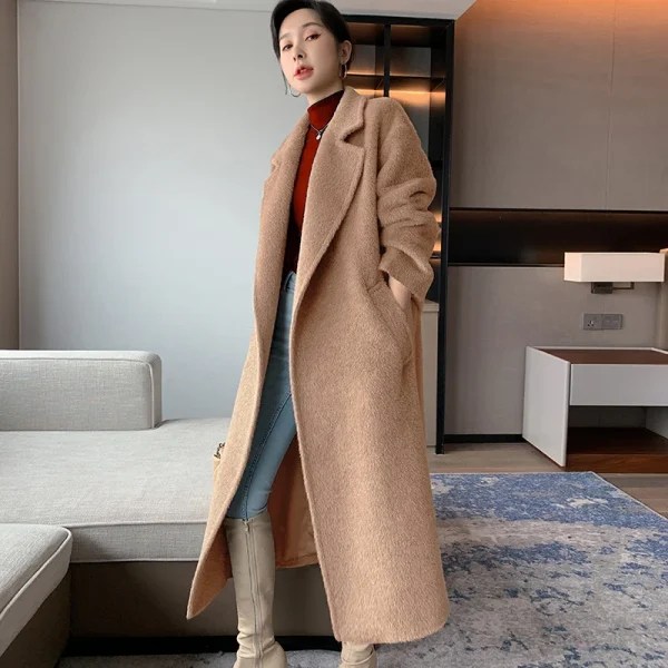 Small Batch Clothing Processing High Quality the Real Alpaca Hair Thickening Keep Warm Women's (clothing) Cashmere Coat - Image 3