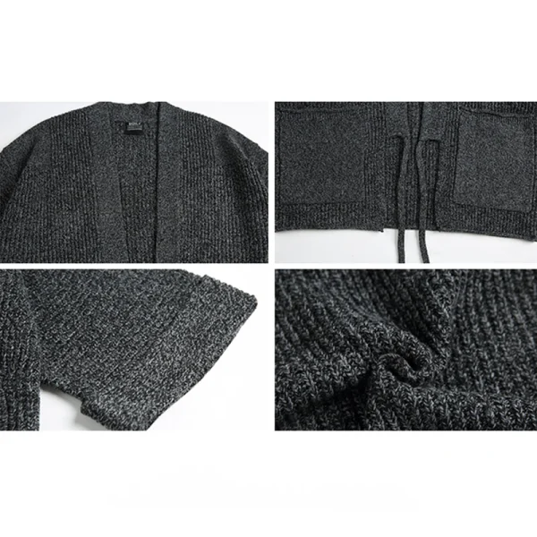 Knitted Cardigan Coat Winter Vintage Wool Cardigans Women With Belt - Image 5