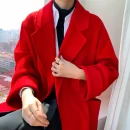 The Real High-end Autumn and Winter Double-sided Wool Cashmere Soft Coat Solid Color Jacket Sticker Bag