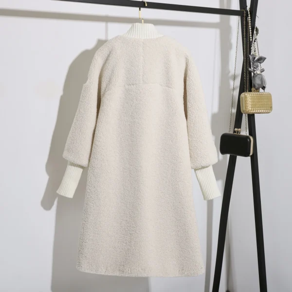 Winter Fashion Long Lamb Fur Coat Loose Thick Warm Genuine Wool Coat for Women - Image 2
