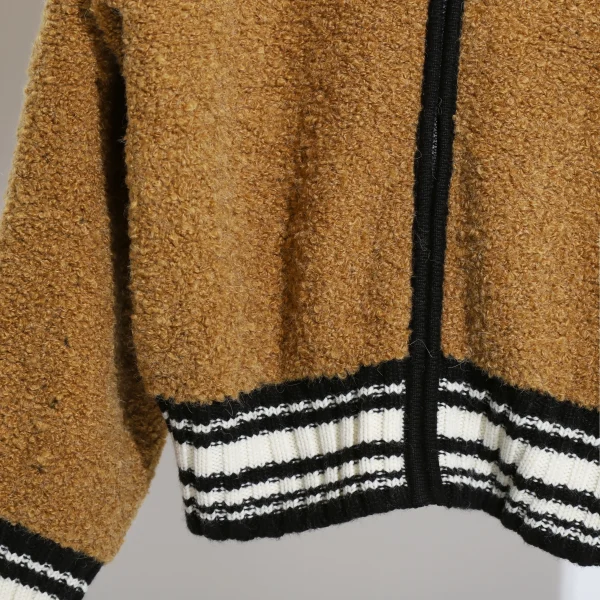 New Design Winter Warm Knitted Long Sleeve Sheep Fur Jacket Cropped Lamb Wool Coat Women With Zipper - Image 3