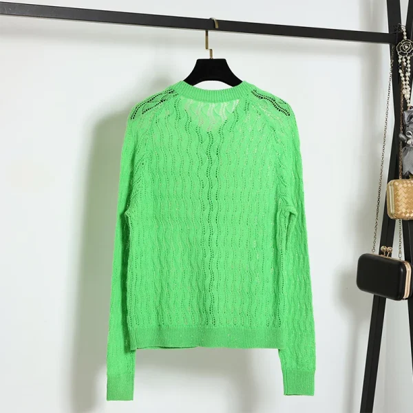 Drop Shoulder Wool Sweater Single Breasted 100% Cashmere Knitted Cardigan Women With Sequin - Image 2