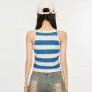 Summer Stripe Cami Tank Tops Hollow Out Knitted Cotton Vest Women