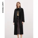 Wool High-grade Lapel Black Mid-length Trench Coat 2025 Autumn New French Temperament Top