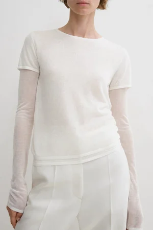 2025 Spring Summer Unique Design Knitted Pullover Cashmere Lyocell Knitwear T Shirt for Women