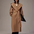 New Design Luxury Double Faced Woolen Trench Coat Women Winter Double Faced 100% Wool Coats with Hooded