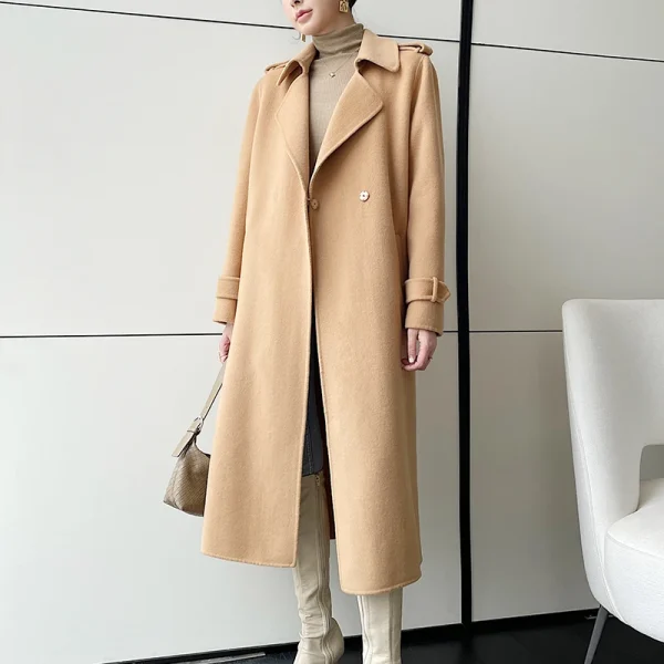 The Newest Luxury Korea Korean Coat Women's Woman Lamb Long Clothes Ladies Fashion Winter Cashmere Wool Trench Coat - Image 6