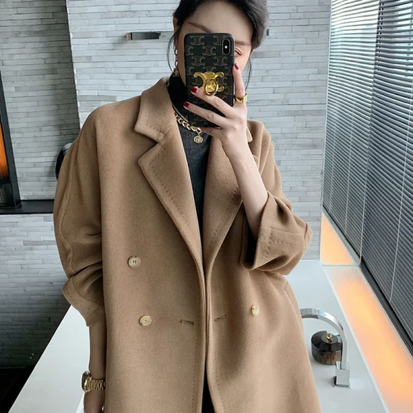 Winter Cashmere Coat New Pattern Design Peru Hot Jacket commuter Double-breasted Handmade - Image 4