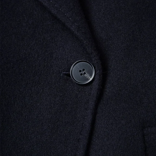 Luxury Belted Black Woolen Coat Double Breasted Long Real Wool Coats for Women - Image 4