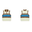 Women Cropped Fur Waistcoat Polyester Knitted Short Sweater Vests With Striped Pattern