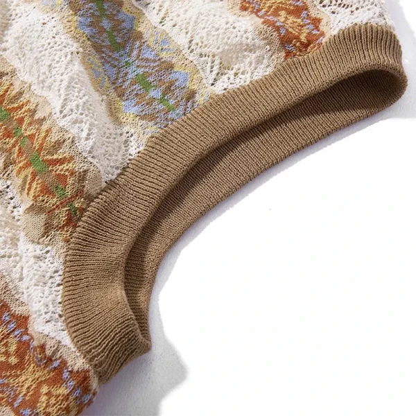 Summer V Neck Single Breasted Cardigan Knitwear Sleeveless Jacquard Knitted Vests Women - Image 3