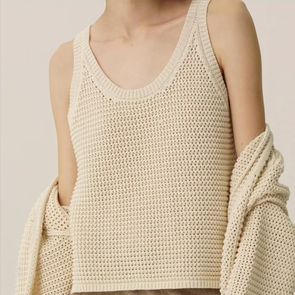 Summer Weave Camisole Crochet Tank Tops Women Hollow Out Knitted Cotton Vest - Image 3