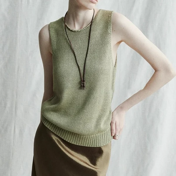 Cleanfit Summer O Neck Waistcoat Women Sleeveless 100% Silk Knitted Vests - Image 4