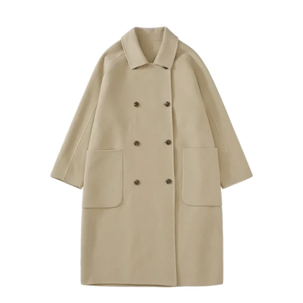 Wool Coat Women Medium-length 2025 Autumn and Winter New High-end Temperament Double-breasted Woolen Coat - Image 4