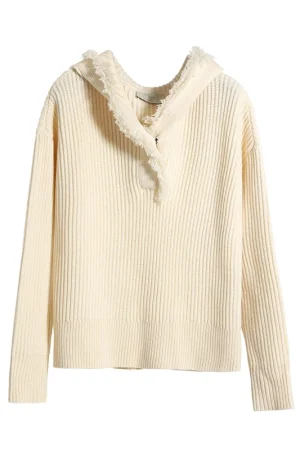 High Quality Luxury Cashmere Knitwear Thick Knitted 100% Wool Sweaters Women With Hooded