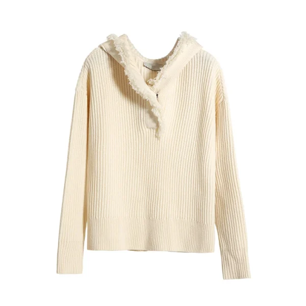 High Quality Luxury Cashmere Knitwear Thick Knitted 100% Wool Sweaters Women With Hooded