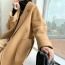 The Real High-end Autumn and Winter Double-sided Wool Cashmere Soft Coat Solid Color Jacket Sticker Bag