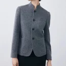 Luxury Double Faced Goat Cashmere Jackets Winter Cropped Knitted Wool Coat Suit for Women