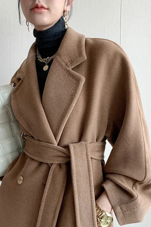 Winter Cashmere Coat New Pattern Design Peru Hot Jacket commuter Double-breasted Handmade