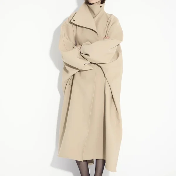 Stand Collar Long Woolen Coat Double Faced Winter Wool Coats for Women - Image 2